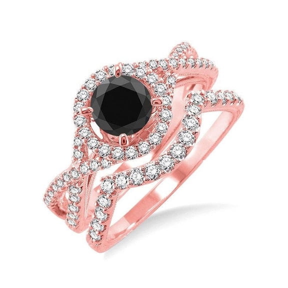 Infinity 2 Carat Round Diamond Wedding Ring Set for Women in 14k Rose Gold affordable sapphire and diamond engagement ring