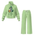 thumbnail image 5 of Xixirimido Skull Shamrock Green Print Lounge Sets for Women Sweatsuits for Fall Winter 2 Piece Outfits Long Sleeve Sweatshirt Wide Leg Sweatpants Tracksuit Matching Set for St. Patrick's Day, Medium, 5 of 7