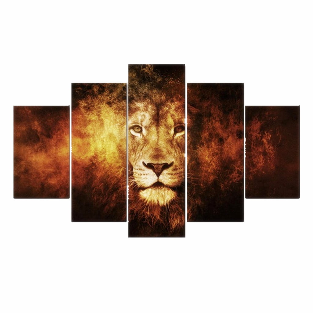 Panel Color Lion Canvas Print Wall Art Oil Painting Picture Decor Noframe S 