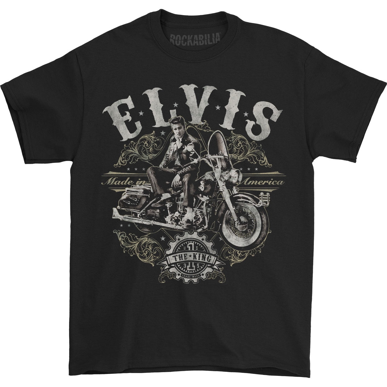 Elvis Presley Mens Motorcycle T Shirt Black