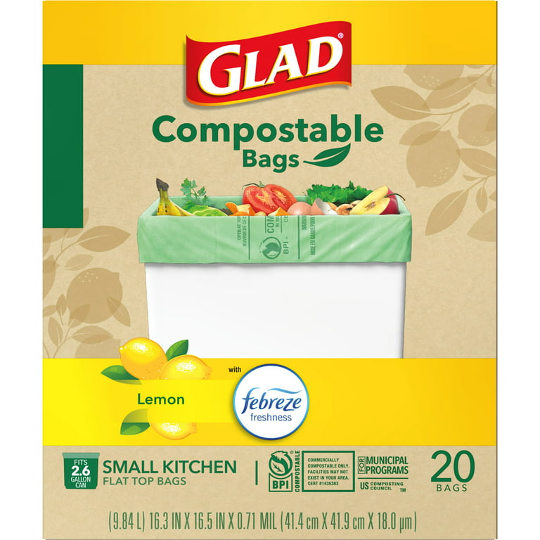 Glad Small Trash Bags, 4 Gallon, 20 Bags (Beachside Breeze Scent, Febreze Freshness)
