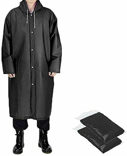 Unisex Waterproof Rainwear EVA Reusable Raincoat with Hoods Sleeves UNPOPULAR Adult Portable Rain Poncho 