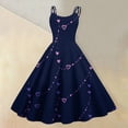 thumbnail image 2 of Valentine's Day Dress for Women Sleeveless Spaghetti A Line Strap Dresses Print Casual Scoop Neck Midi Summer Sundress Navy 2XL, 2 of 6