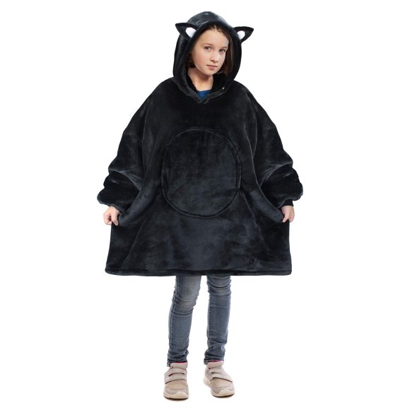 Catalonia Cat Wearable Hoodie Blanket Sweatshirt Oversized Comfortable Hooded Pullover Jacket for 7-16 yr Teens Youth Kids Gift Idea