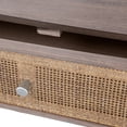 thumbnail image 4 of Gaia 28 Inch Pine Wood Side End Table, Gliding Rattan Drawer, Oak Gray, 4 of 5