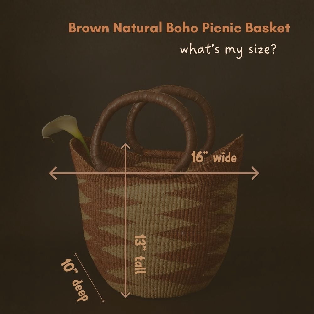 Bohemian African Market Basket, Natural Brown