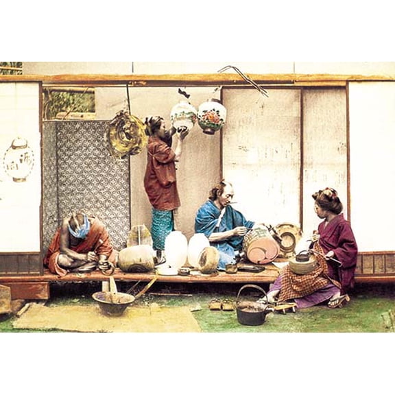 Making Paper Lanterns Fine art canvas print (20" x 30")