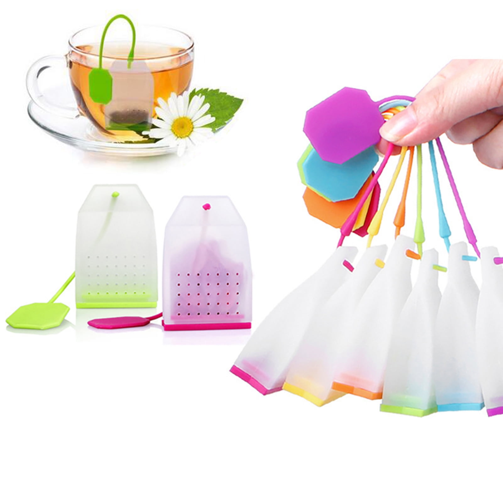 Silicone Loose Leaf Tea Infusers Tea Bag Shape Herbal Spice Strainer Filter 2Pcs shyymaoyi