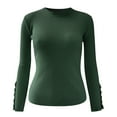 thumbnail image 4 of Sanbonepd Womens Crewneck Sweaters Long Sleeve Button Down Knit Shirt Casual Plain Tops, 4 of 5
