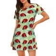 thumbnail image 1 of Disketp Red Ladybugs And Leaf para Camisón Corto de Manga Corta para Mujeres, Camisón Cómodo con Escote Redondo, Bonito y Confortable, 1 of 6