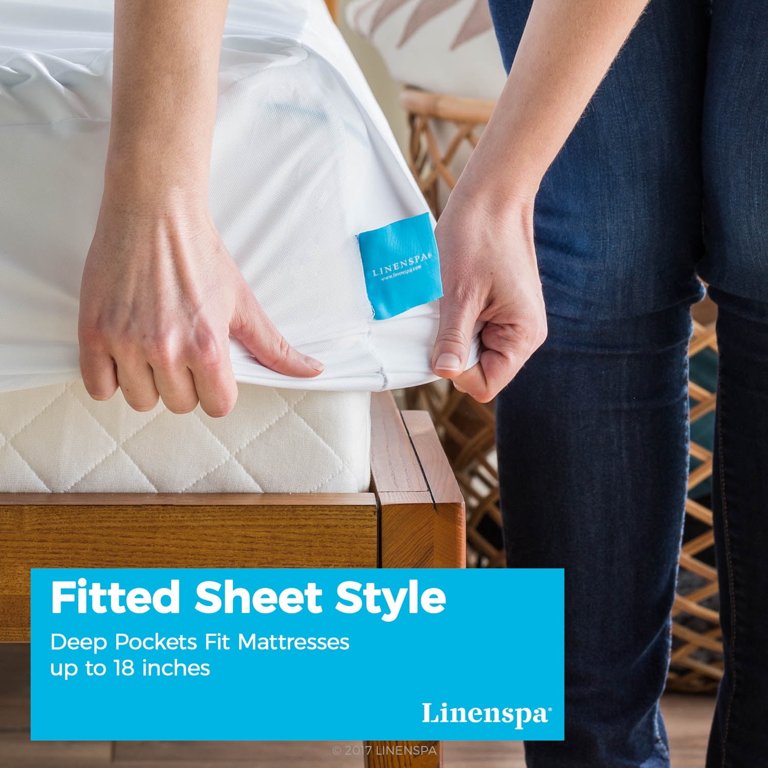 Hypoallerg 100/% Waterproof LINENSPA Premium Smooth Fabric Mattress Protector