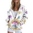 thumbnail image 2 of Dyfzdhu Zip Up Hoodie Women Trendy Floral Printed Long Sleeve Fall Jacket Hooded Sweatshirt With Pockets Plus Size, 2 of 4