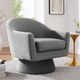 thumbnail image 2 of Swivel Armchair Chair, Grey Gray, Velvet, Living Kitchen Cafe Bistro Hospitality Restaurant, Modern Contemporary Boutique HB34750, 2 of 9
