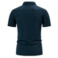 thumbnail image 4 of IYTR Mens Shirts Fashion Leisure Daily Work Shirts Casual Comfy Summer Solid Color Short Sleeve T Shirts 3-buttons Turndown Collar Blue M, 4 of 6