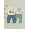 thumbnail image 3 of BemeyourBBs Baby Boy First Birthday Outfit Animal Letters Print Sweatshirt Pants, 3 of 9