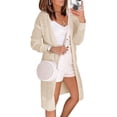 thumbnail image 2 of Womens Solid Color Long Sleeve Open Front Knit Sheer Cardigans Lightweight Kimono Long Sweater, 2 of 4