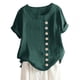 thumbnail image 1 of Sonducket Blusa Lino Suelta Camisa Manga Corta Cuello Mujer Top Verano Prendas para la parte del cuerpo Verde 3XL, 1 of 4
