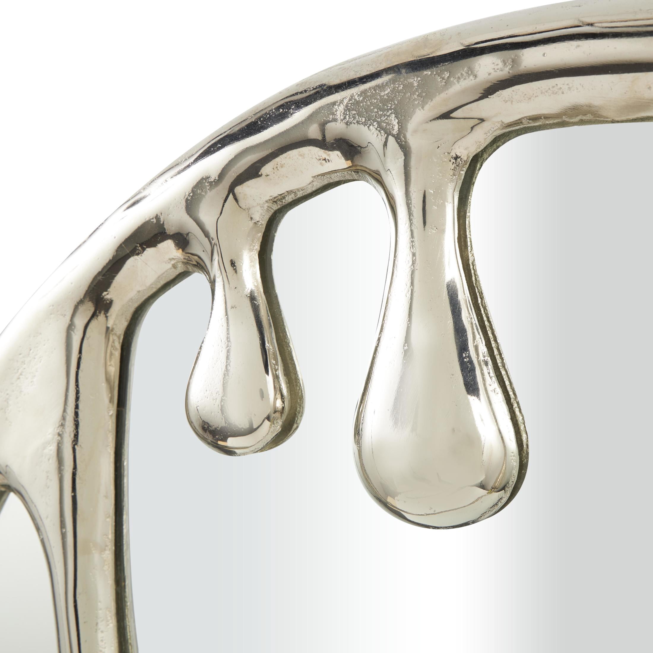 DecMode 36" x 43" Silver Melting Drip Abstract Wall Mirror