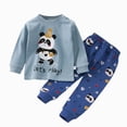 thumbnail image 4 of masbird Cotton 2 Piece Pajamas Boys Girls Long Sleeve Sets Toddler Pjs Kids Sleepwear Sets 6-12 Months 12-24 Months 2t 3t 4t 5t 6t 7t 8t 9t(Dark Blue,6-12 M), 4 of 4