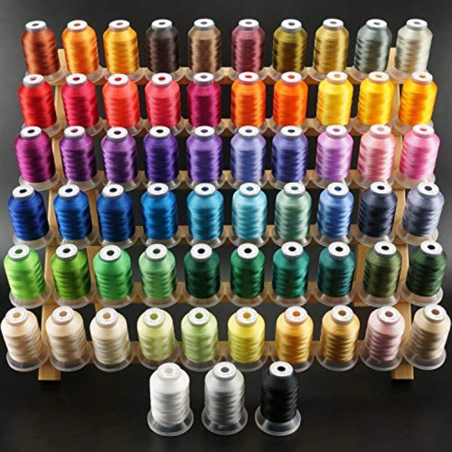 63 Colors Compatible with Brother Polyester Embroidery hine Thread Kit 500M 550Y Each Spool Compatible with Brother lock Janome Singer Pfaff Bernina Embroidery Sewing hine