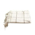thumbnail image 1 of SARO LIFESTYLE Geometric Windowpane Design Tassel Wool Blend Throw Blanket, 50" x 60", Ivory, 1 of 1