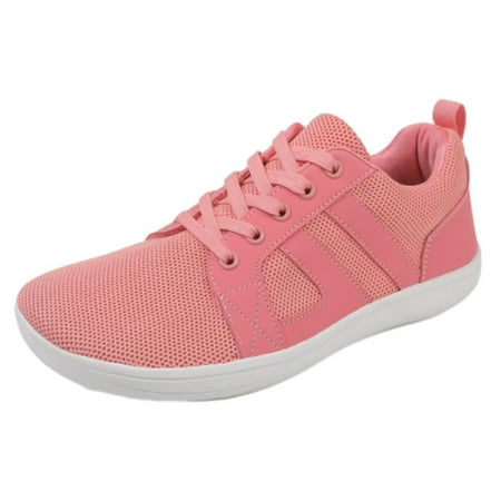 Sexlip Womens Breathable Mesh Sneakers Lace Up Comfortable Lightweight Walking Shoes Fashion Oversized Athletic Workout Shoes Pink 37