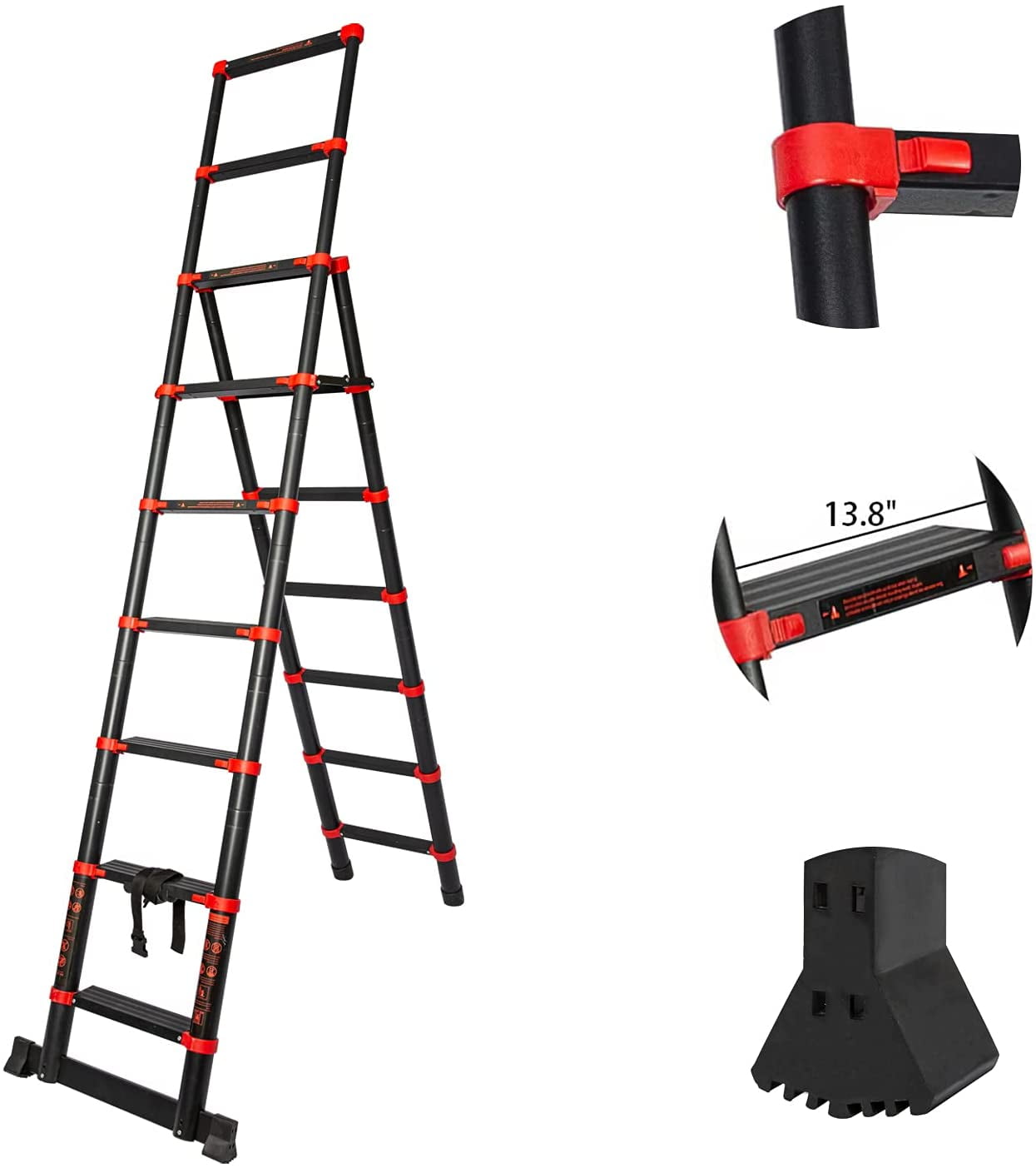 Telescoping Extension Ladder 8FT, Aluminum AFrame Foldable Telescopic