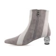 thumbnail image 3 of XYD Women Classic Crystal Block Low Heel Short Booties Pointy Closed Toe Side Zip Ankle Boots Fashion Dress Shoes Size 12 Gray White, 3 of 4