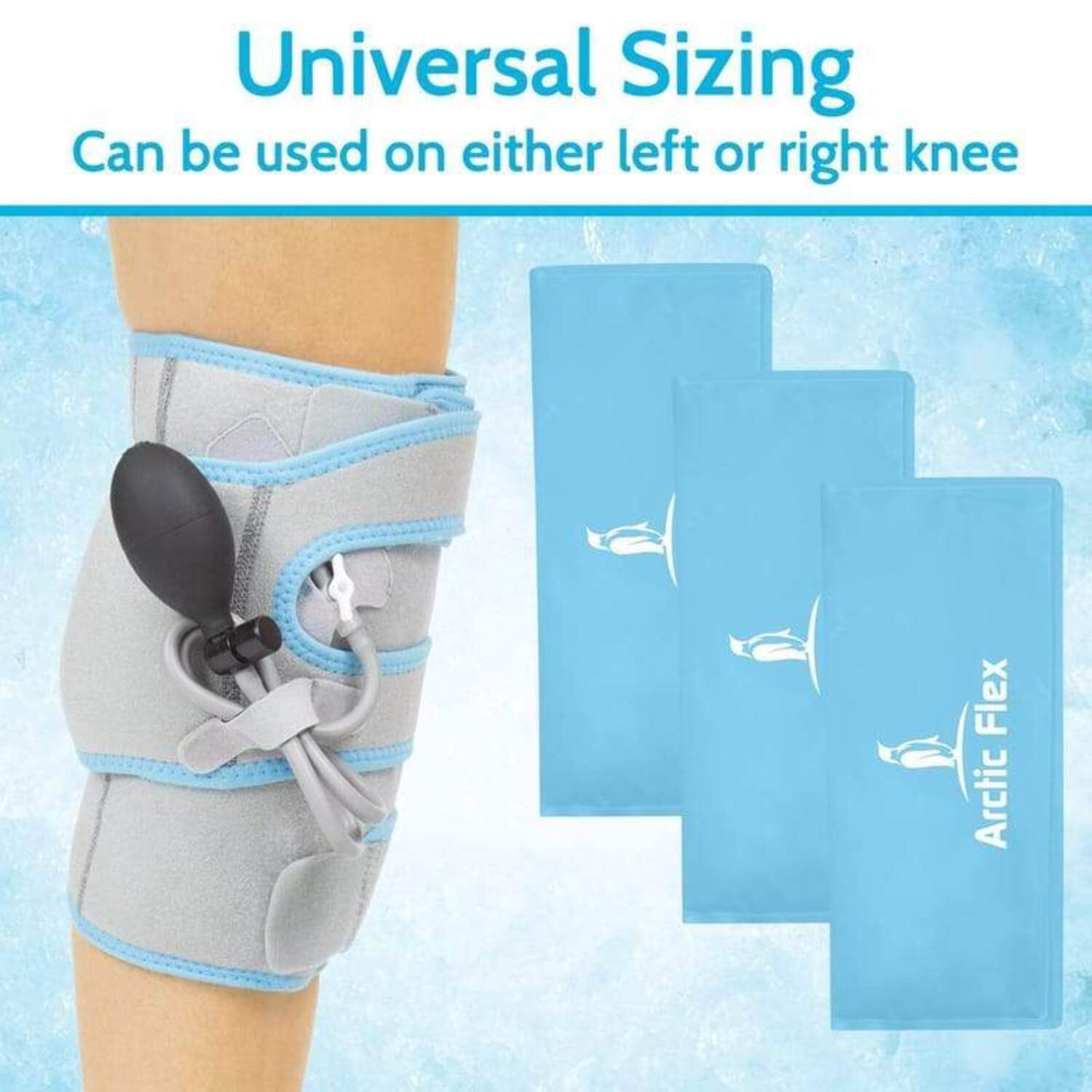 Vive Compression Knee Ice Wrap - Reusable Brace with Air Pump - Hot/Cold Therapy for Men, Women, Pain Relief, Swelling and Recovery Support - Adjustable and Inflatable Pack for Sports Injury Sprains
