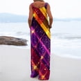 thumbnail image 3 of Fgvctg Mardi Gras Womens Jumpsuits Sleeveless Carnival Party Spaghetti Straps Overalls Fashion Wide Leg Pant Mask Print Bib Overalls Romper Sprimg Pant With Pockets Purple Pink M, 3 of 6