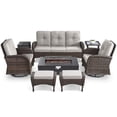 thumbnail image 3 of Opohoro 8-Piece Outdoor Patio Fire Pit Set with Sofa and Flat Arm, 43" Fire Pit Table, Propane Tank Cover for Deck Backyard, 3 of 20