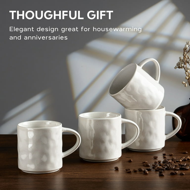 Vesteel 14oz Ceramic Coffee Mugs Set of 4, Stoneware Tea Cups, Speckled  White, Dishwasher Microwave Safe - Walmart.com