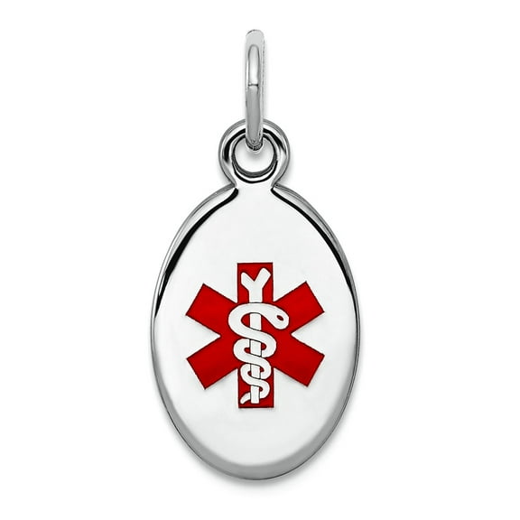 925 Sterling Silver Polished Medical Jewelry Charm 16x9.5mm Wide Pendant Necklace for Women