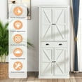 thumbnail image 5 of Oneinmil 72" Pantry Storage Cabinet, Tall Kitchen Pantry with Farmhouse Barn Doors for Kitchen, Rustic White, 5 of 7