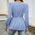 thumbnail image 3 of Xdegoge Long Sleeve Shirts for Women V Neck Wrap Blouses Casual Business Work Blouse Chiffon Flowy Tunic Tops with Belt, 3 of 8