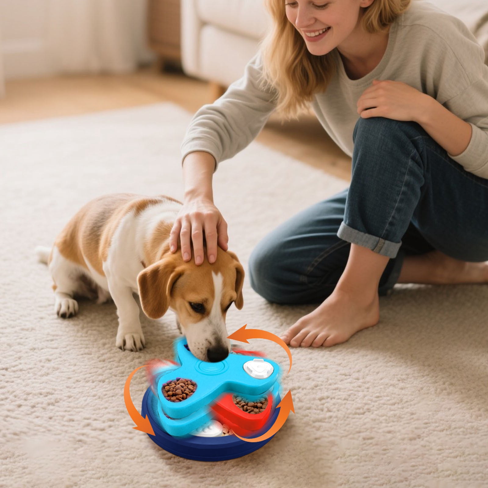 Slow Feeding Dog Bowl Interactive Puzzle Toy for Digestive Support Mental Stimulation IQ Training Pet Snack Dispenser Enrichment Game for Smart Dogs and Cats
