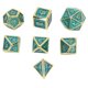 thumbnail image 1 of 7PCS Polyhedra Metal Dices Multiple Sides Engraving Number Pattern Dice Set for Table Game Electroplated Gold Green, 1 of 4