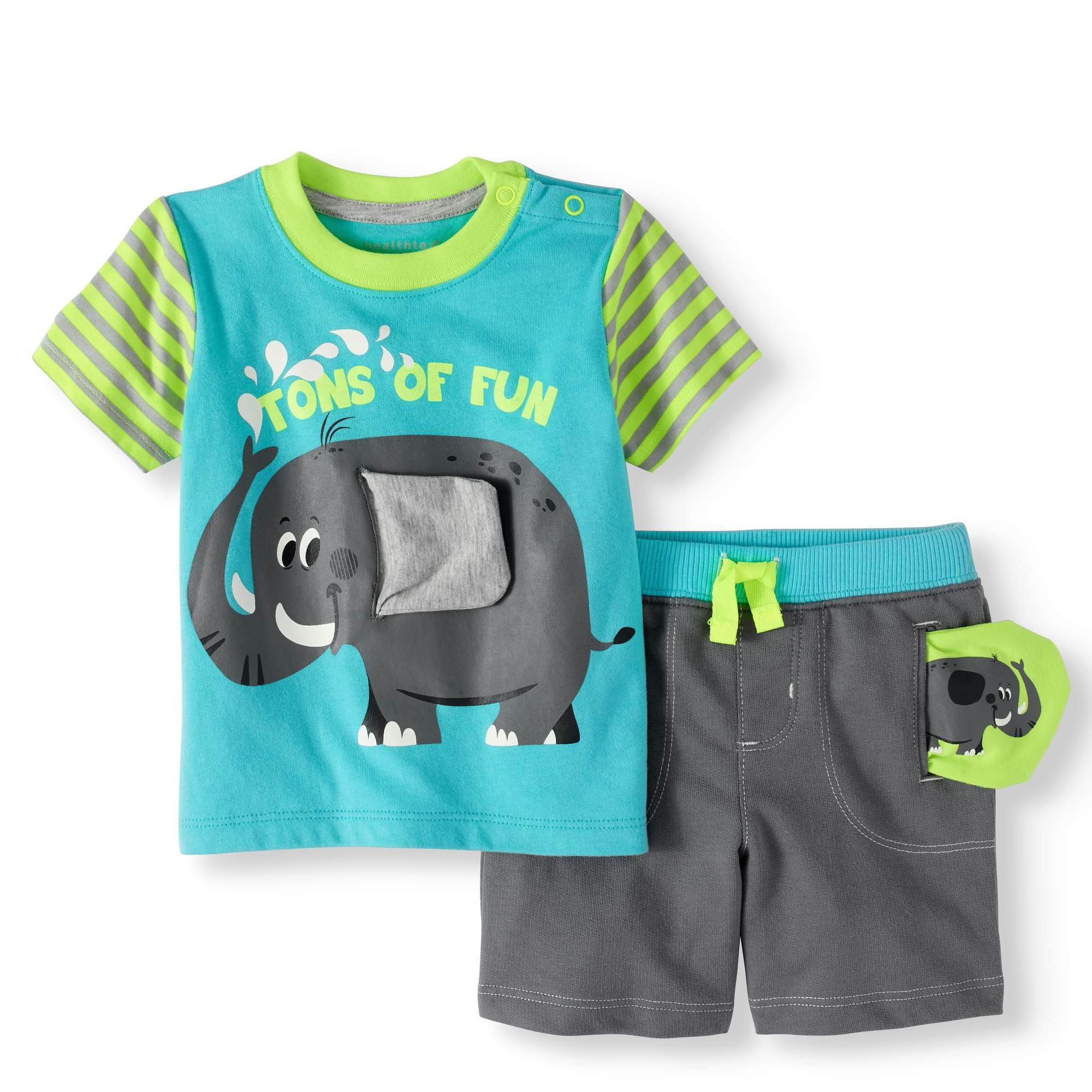 Healthtex Healthtex Baby Boy Tshirt & 3D Interactive Shorts, 2pc Outfit Set