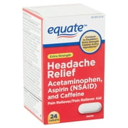 Equate Extra Strength Headache Relief Pain Reliever Caplets with Caffeine, 24 Count