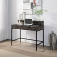 thumbnail image 2 of Contempo 40-Inch Desk with 2 drawers and shelf hutch in Brown Wood Grain Finish, 2 of 11