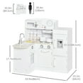 thumbnail image 3 of Qaba Play Kitchen, Kids Kitchen Playset with Microwave Fridge, White, 3 of 10