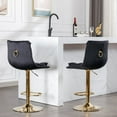 thumbnail image 2 of Set of 2 Bar Stools,with Chrome Footrest and Base Swivel Height Adjustable Mechanical Lifting Velvet + Golden Leg Simple Bar Stoo, Black, 2 of 9