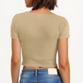 thumbnail image 4 of pstuiky Shirts for Women Fashion Crew Neck Short Sleeve Women'S Blouses Business Casual Loose Fit Solid Color Basic Tshirts Work Blouses for Women, 4 of 7