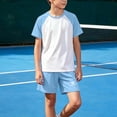 thumbnail image 5 of ITSAME Girls Athletic Outfits 2-Piece Quick-Dry Short Sleeve Top and Shorts Set Kids Comfy Sportswear Blue Size 1T, 5 of 8