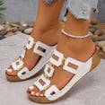 thumbnail image 5 of Otqutp Womens Wedge Sandals Geometric Cutout Decorative Straps Open Toe Casual Shoes Summer Non-Slip Beach Hiking Slippers, 5 of 8