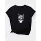thumbnail image 3 of Skull Hand Print T-shirt, Short Sleeve Crew Neck Casual Top For Summer & Spring, Halloween Women's Clothing, 3 of 7