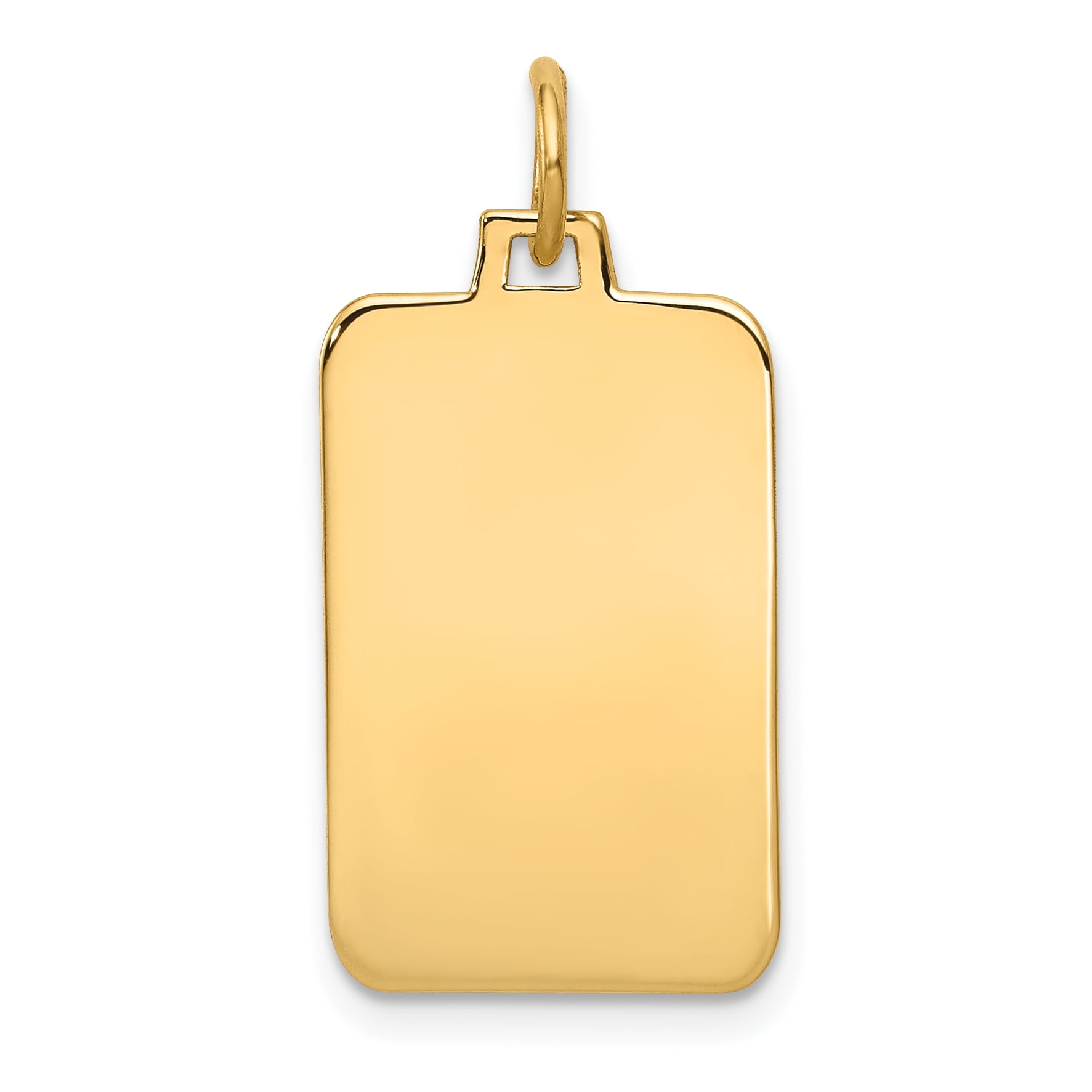 14K Yellow Gold Plain .035 Gauge Engravable Rectangular Disc Charm