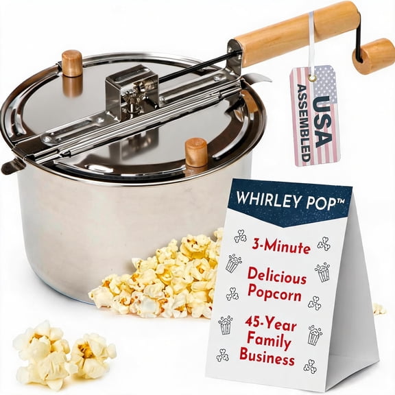 6 Qt Stainless Steel Stove Top Popcorn Popper with Metal Gears