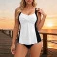 thumbnail image 2 of RQYYD Womens Tankini Tops Flowy Swim Tops Crisscross Tankini Swimsuits Modest Color Block Swim Suits, 2 of 6