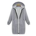 thumbnail image 5 of fartey Women Casual Long Hoodies Sweatshirt Zip Up Outerwears with Pockets Solid Plus Size Coat, 5 of 9